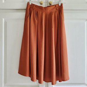 Modcloth Tiger Lilies Midi Skirt Rust S